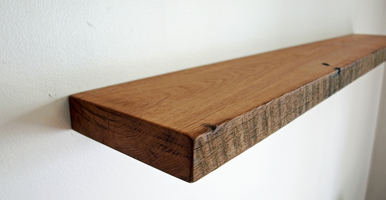 Rustic Reclaimed Oak Floating Shelf | Barnwood, Farmhouse, Antique Wood ...