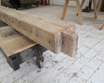 7.5"x 5.5"x 79 1/2"  Reclaimed Oak Mantel, Shelf, Rustic, Farmhouse, Barnbeam (#640)