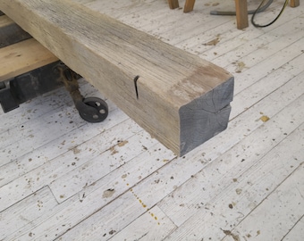 5 3/4" x 6 " x 86" Reclaimed  Oak  Wood Fireplace Mantel, Shelf, Farmhouse, Mantle, Barnbeam (#536)