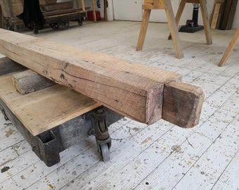 6 1/2"x 4 1/2"x 79 1/4"  Reclaimed Oak Mantel, Shelf, Rustic, Farmhouse, Barnbeam (#644)