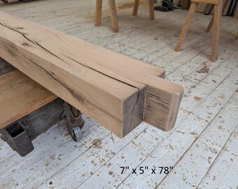 Reclaimed Oak Fireplace Mantel | Antique Barn Beam | Solid Wood Floating Shelf | Custom Lengths Available 78"  (#827)