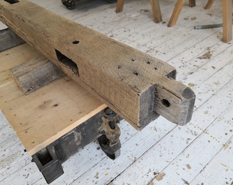 5 3/4" x 5 1/4 " x 59 1/2" Reclaimed  Oak  Wood Fireplace Mantel, Shelf, Farmhouse, Mantle, Barnbeam (#520)