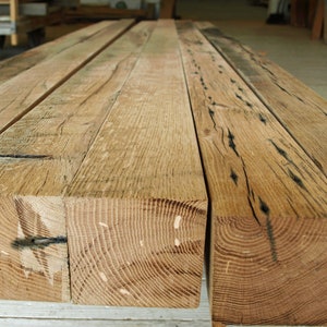 4 by 4 (3 1/2&quot; x 3 1/2&quot;) Reclaimed Oak Beams, Barnwood, Rustic, DIY, Barnboard oak, (PARTIALLY PLANED)