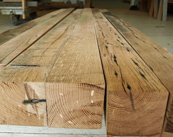 4 by 4 Reclaimed Oak Beams, Barnwood, Rustic, DIY, Barnboard oak, (PARTIALLY PLANED)