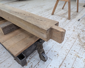 6 1/2"x4 1/2"x 68 1/4"  Reclaimed Oak Mantel, Shelf, Rustic, Farmhouse, Barnbeam (#671)