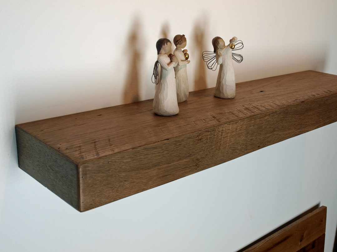 8x 3 Rustic Thick Reclaimed Oak Floating Shelf, Shelves, Antique