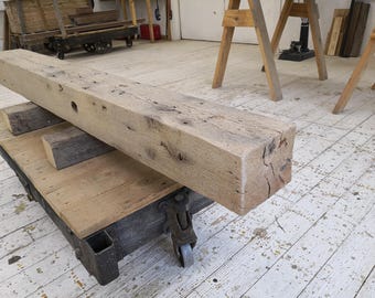 7 1/2"x 5 3/4"x 68 1/4"  Reclaimed Oak Mantel, Shelf, Rustic, Farmhouse, Barnbeam (#649)