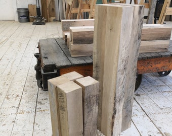 3.5"x3.5" Table Legs Reclaimed Oak Farm  Base Kit, Rustic, Farmhouse, DIY