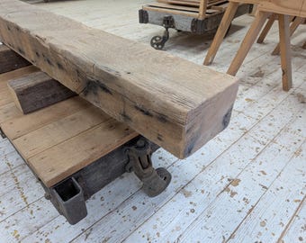 7 1/2"x5 1/2"x 63 1/4"  Reclaimed Oak Mantel, Shelf, Rustic, Farmhouse, Barnbeam (#663)