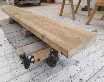 13" Deep Heart Pine Mantel | ORIGINAL Rustic Barn Beam Shelf | Antique Reclaimed Wood