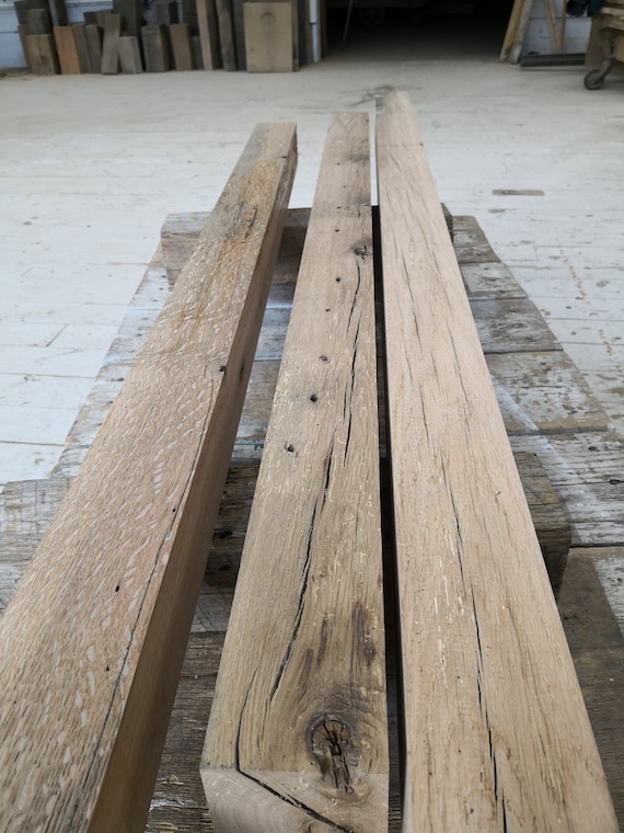 3" Reclaimed Oak Beam: Rustic Barnwood, DIY Table Legs (PLANED)