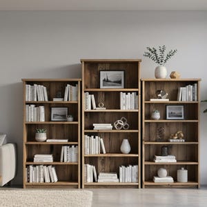 Set Of Three Reclaimed Oak Bookcases Vintage Farmhouse