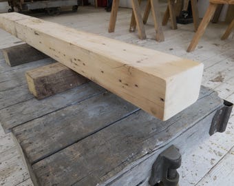 6"x 4 1/2"x 70 1/4"  Reclaimed Pine Mantel, Shelf, Rustic, Farmhouse, Barnbeam (#609a)