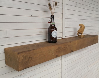 Hand Hewn Pine Box Beam Mantel, Shelf