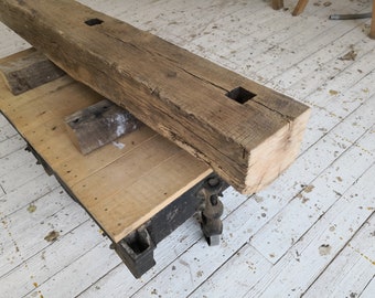 7" x 8 " x 70 3/4" Reclaimed  Oak  Wood Fireplace Mantel, Shelf, Farmhouse, Mantle, Barnbeam (#525)
