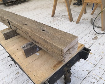 7" x 5 1/2 " x 69 " Reclaimed  Oak  Wood Fireplace Mantel, Shelf, Farmhouse, Mantle, Barnbeam (#556)