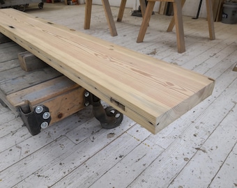 13" Deep Reclaimed Heart Pine Mantel: Rustic Farmhouse Barn Beam Shelf