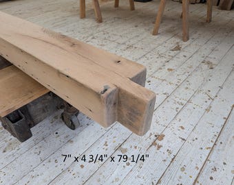 Reclaimed Oak Fireplace Mantel | Antique Barn Beam | Solid Wood Floating Shelf | Custom Lengths Available 79 1/4"  (#828)