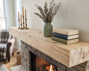 Reclaimed Heart pine | Industrial Wood Mantel | Deep Floating Shelf | Factory Salvage Timber |  (5x12 Planed)