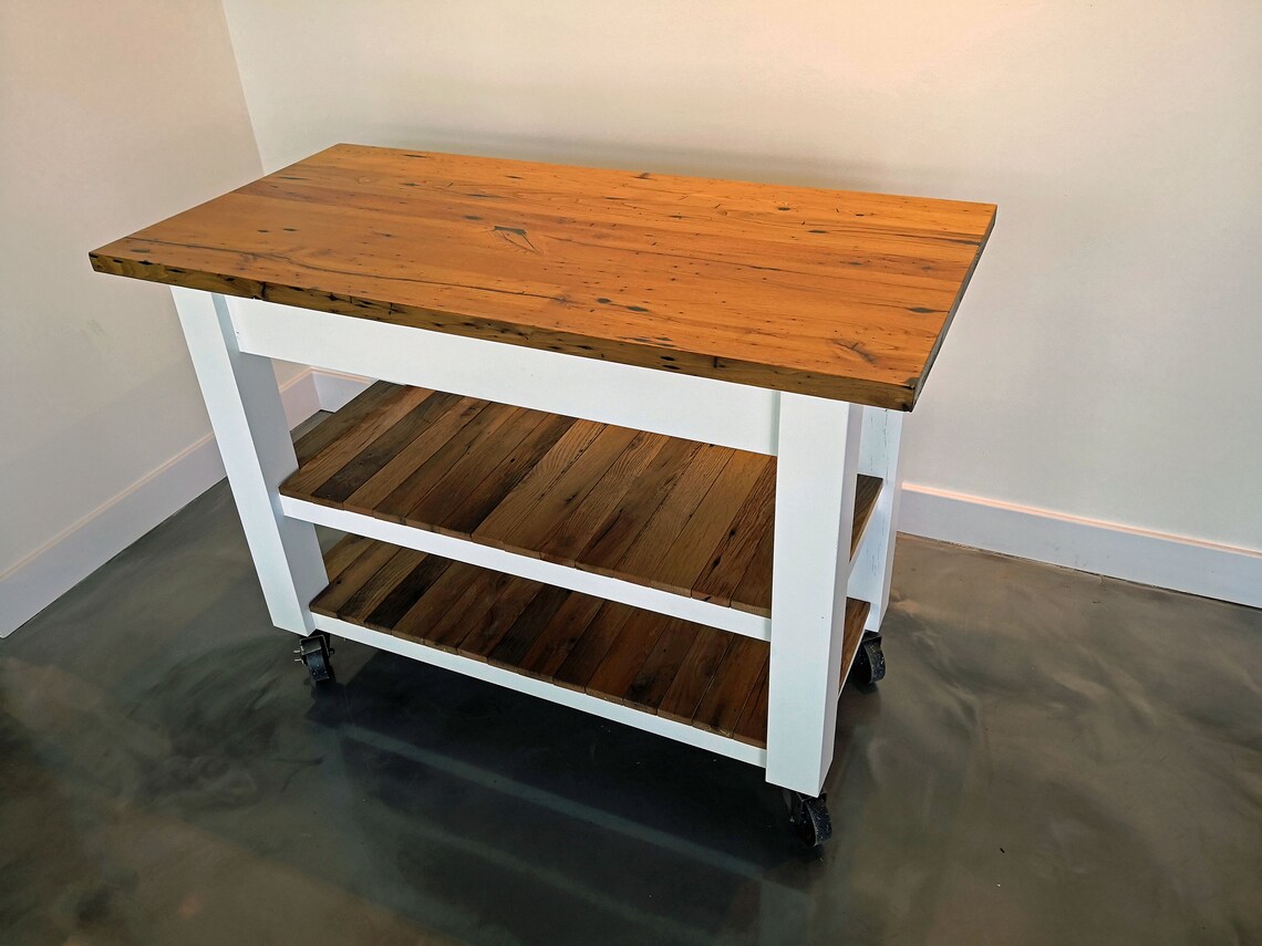 Rustic Reclaimed Chestnut Oak Island Bar Counter Top Kitchen Etsy