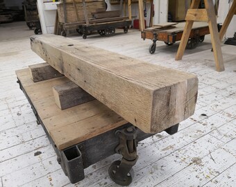 5 1/2"x 7 1/2"x65 1/2 "  Reclaimed Oak Mantel, Shelf, Rustic, Farmhouse, Barnbeam (#627)