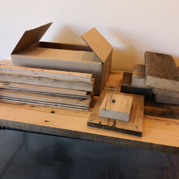 Box full of reclaimed antique chestnut wood (12"x6"x18")