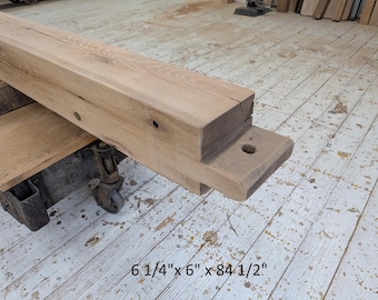 Reclaimed Oak Fireplace Mantel | Antique Barn Beam | Solid Wood Floating Shelf | Custom Lengths Available 84 1/2"  (#830)