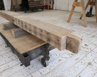 6 3/4"x 4 3/4"x 79"  Reclaimed Oak Mantel, Shelf, Rustic, Farmhouse, Barnbeam (#645)