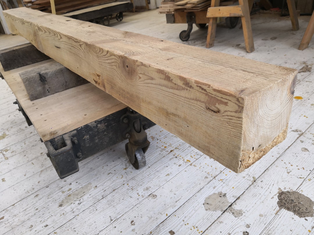 6x 6x76 Reclaimed Pine Mantel, Shelf, Rustic, Farmhouse, Barnbeam 215