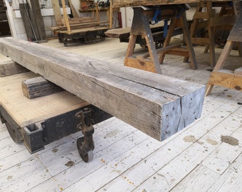 About 7 1/2" x 4 1/2 " x 84" Wild Turkey Whiskey Storage Reclaimed  Hardwood Fireplace Mantel, Shelf, Farmhouse, Barnbeam