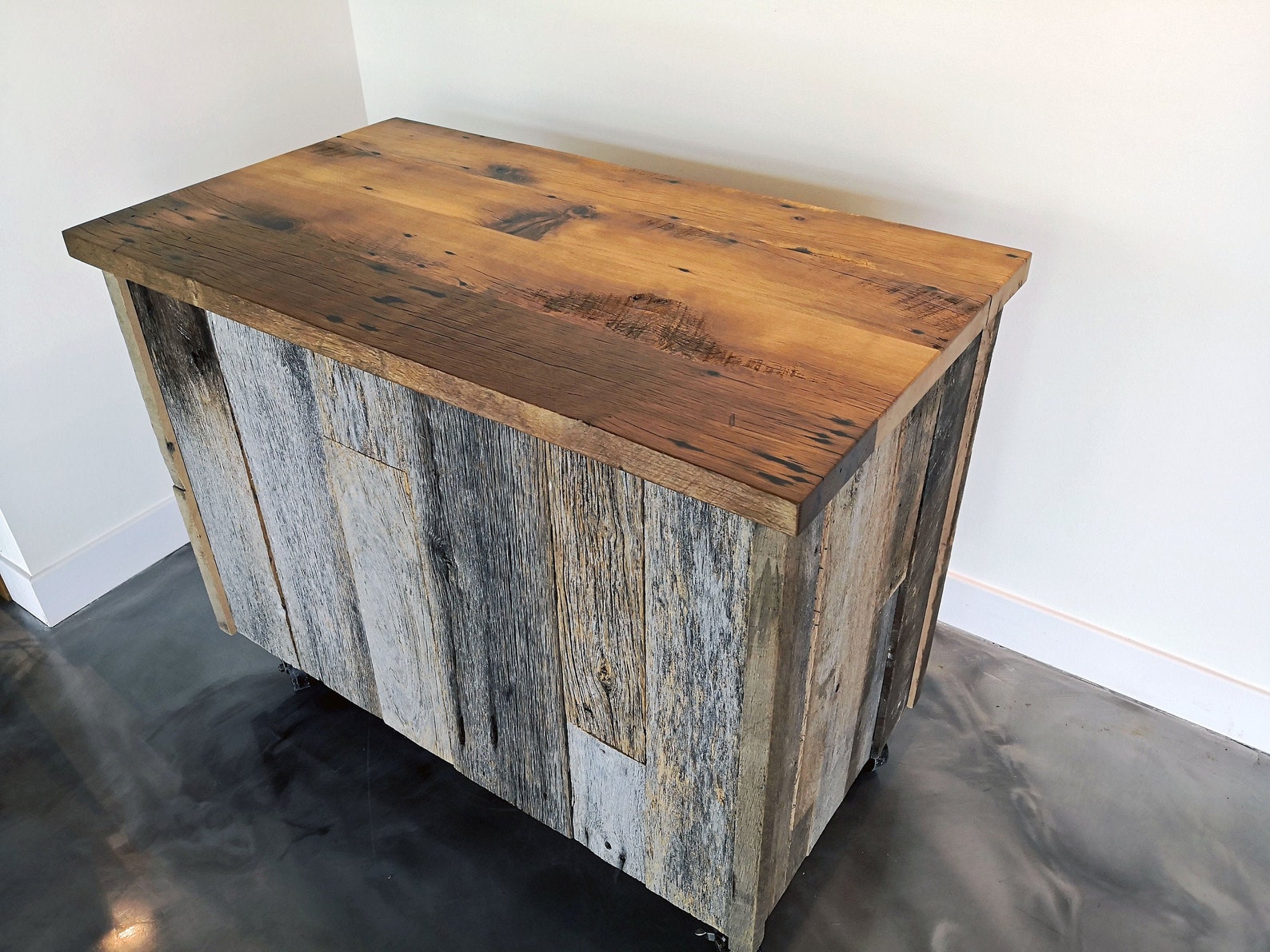 Rustic Reclaimed Oak Island Bar Counter Top Kitchen Island Etsy