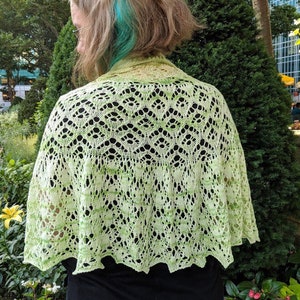 Semiramis shawl PDF pattern download — knitted lace shawl pattern with charts and written instructions