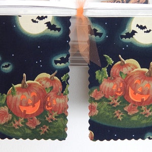 Halloween Banner Decoration, Jack O'Lanterns, Fabric Bunting Garland, Holiday Mantel Swag, Photo Prop, Office Decor image 3