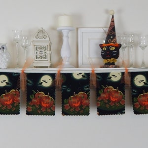 Halloween Banner Decoration, Jack O'Lanterns, Fabric Bunting Garland, Holiday Mantel Swag, Photo Prop, Office Decor image 4