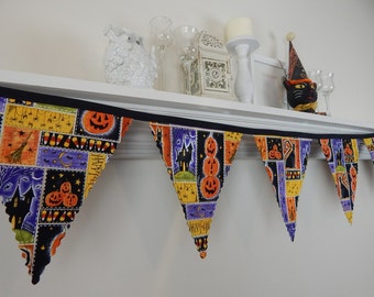 Halloween Decoration Fabric Banner, Bunting Garland Party Decor, Holiday Mantel Swag, Wall Decor. Photo Prop, Office Decor