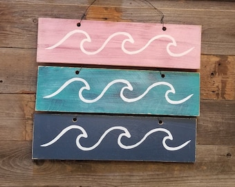 Pura Vida Wave Wood Sign - Custom Painted Costa Rica Sign