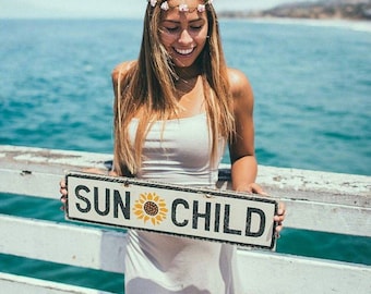 Sun Child (with Sunflower) Wood Sign - Custom Wooden Sign