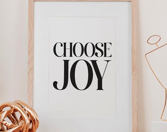 Elige la alegría / Arte de pared minimalista imprimible / Descarga digital con cita inspiradora