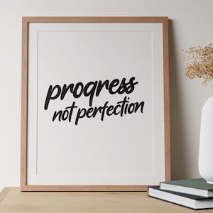 Progresso non perfezione / Arte murale minimalista stampabile / Citazione motivazionale download digitale