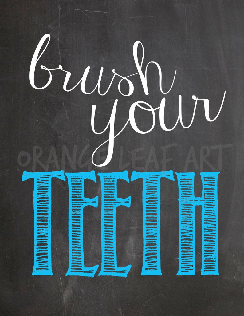 Brush Your Teeth Wash Your Hands Kids Bathroom Chalkboard Etsy
