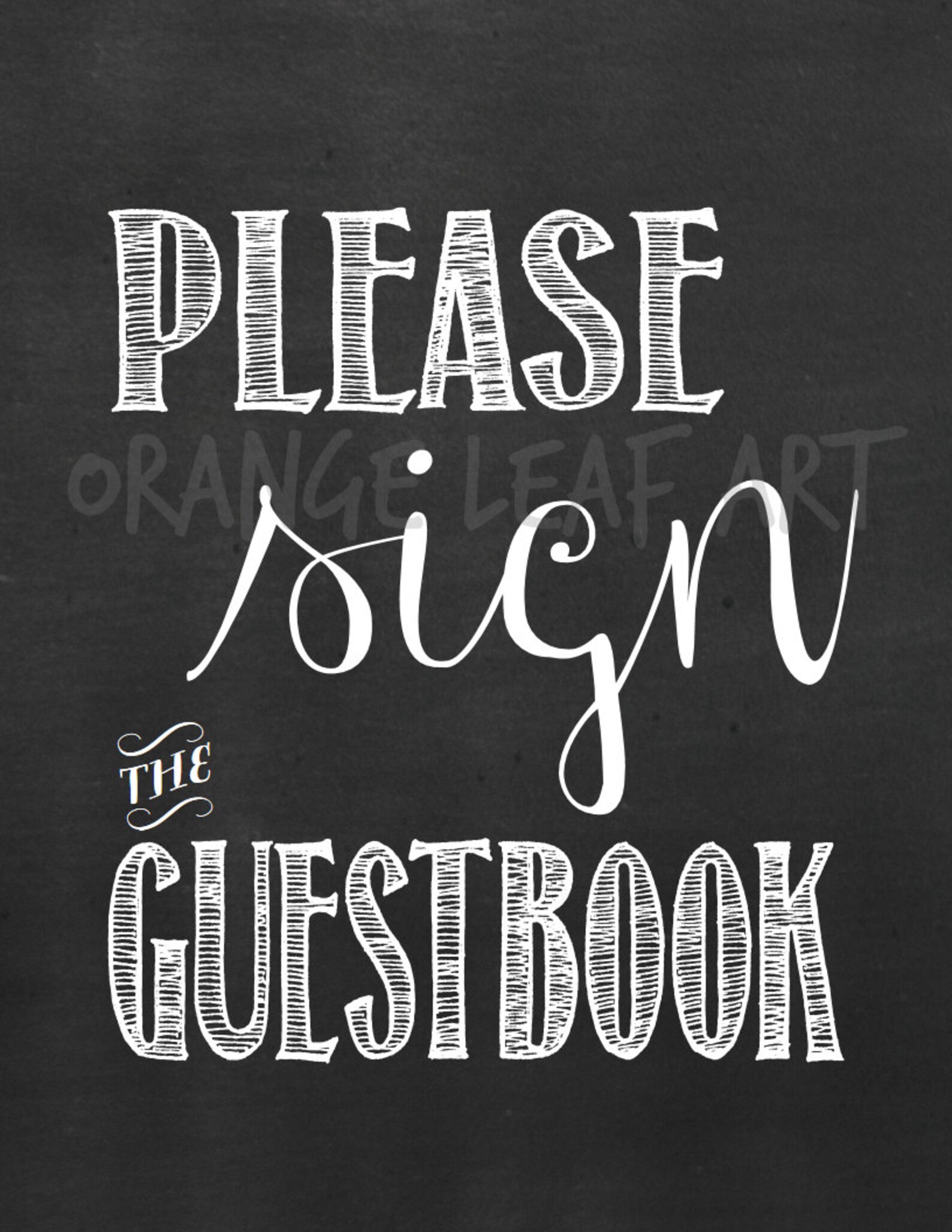 Please Sign the Guestbook Chalkboard Wedding Printable Artwork | Etsy
