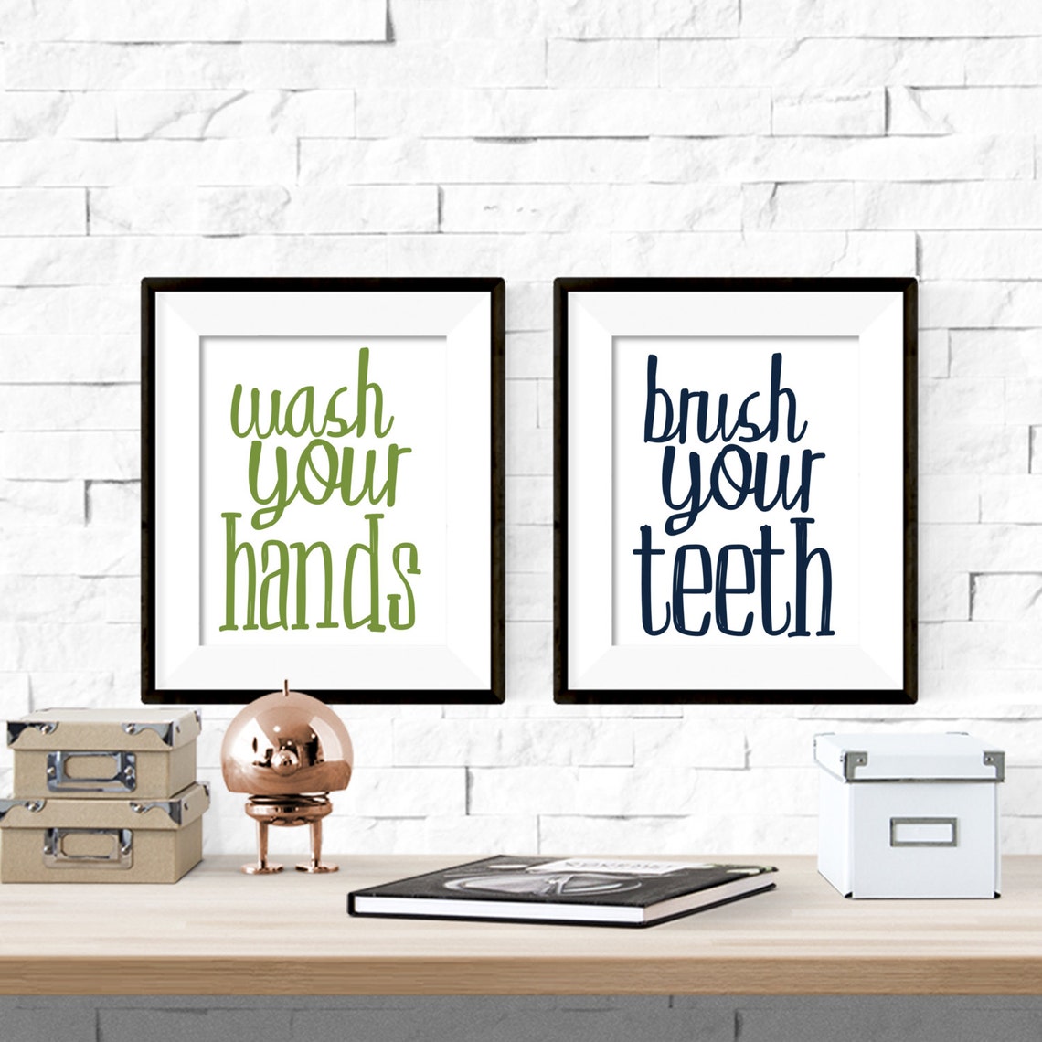 Brush Your Teeth Wash Your Hands Kids Bathroom Printable Etsy