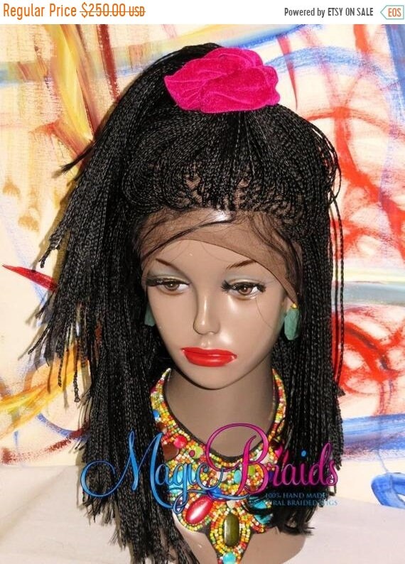 Megasale Custom Braided Wig Frontal 360 Closure Micro Braids Etsy