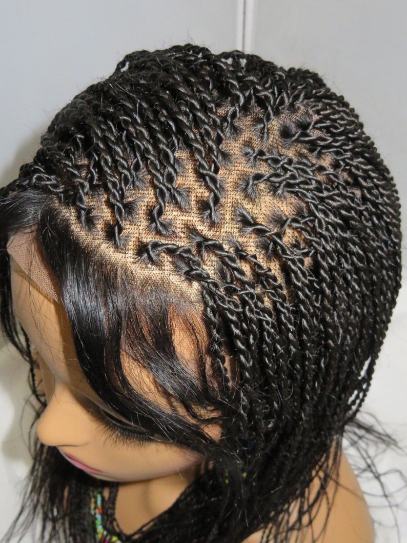 Braided Wig Gift For Her Medium Twists 360 Lace Closure Wig Etsy