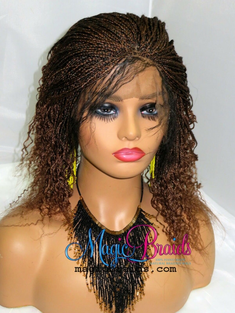 Tressed Wig Micro Millions Braids Short Auburn Wig Brared Lace Etsy