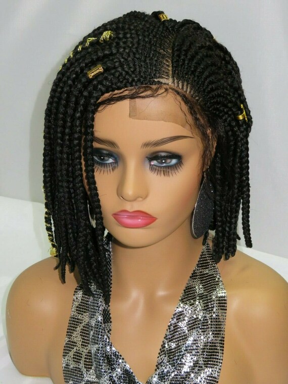 Megasale Bob Wig Braided Wig Black Wig Lace Front Wig Corn Etsy