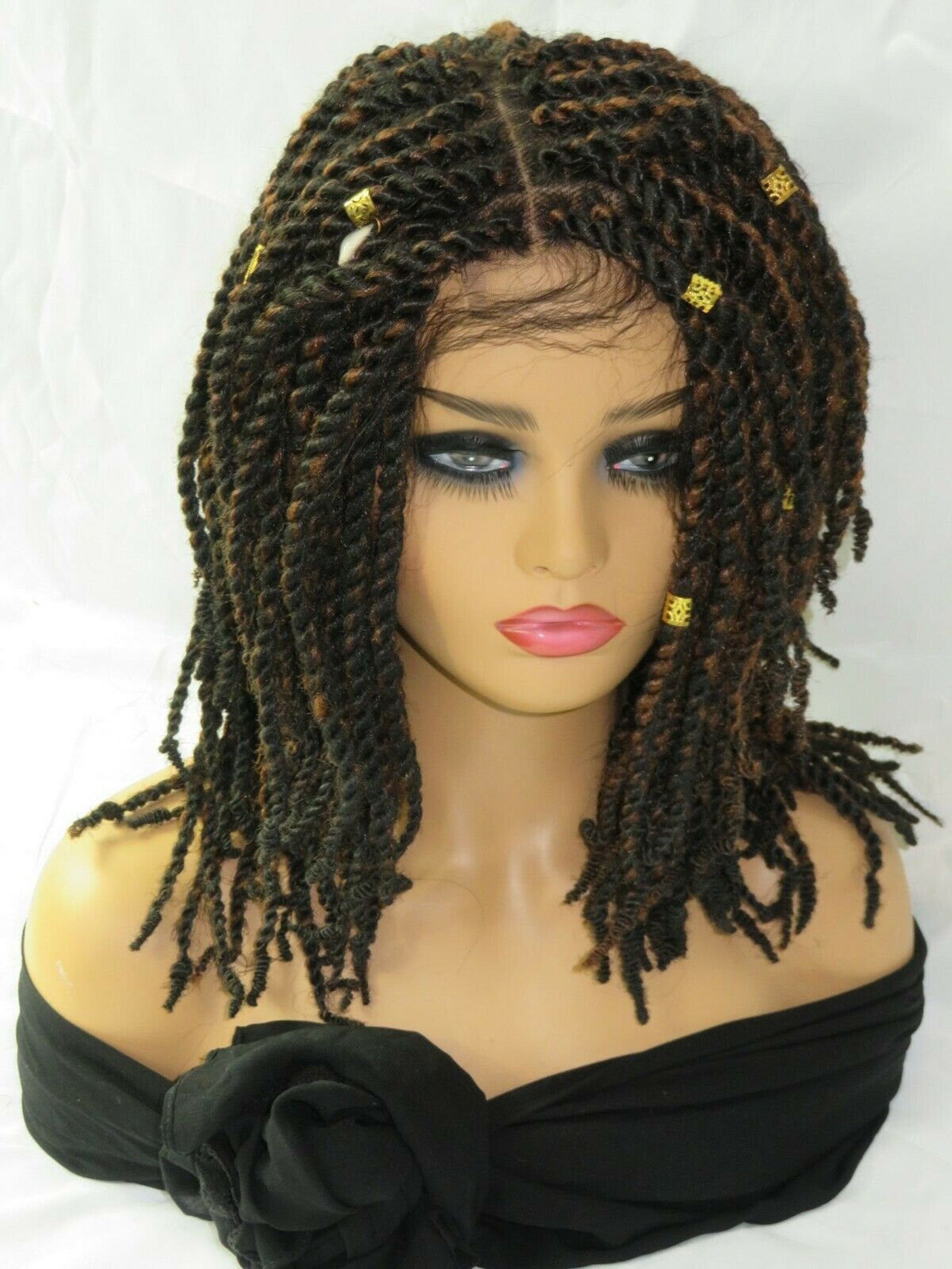 Braided wig Kinky twist short 100 hand made color 4/30 Etsy