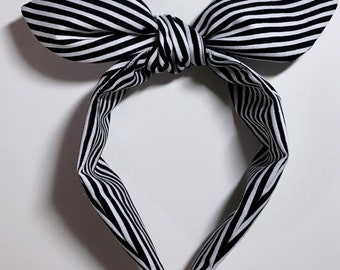 Black & White Striped Knit Headband // HANDMADE Hair Headband - Etsy