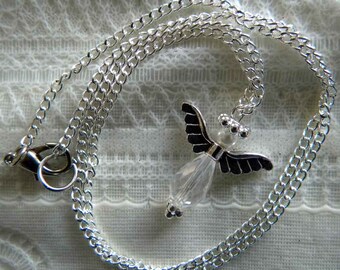 Crystal Angel Necklace with Earrings