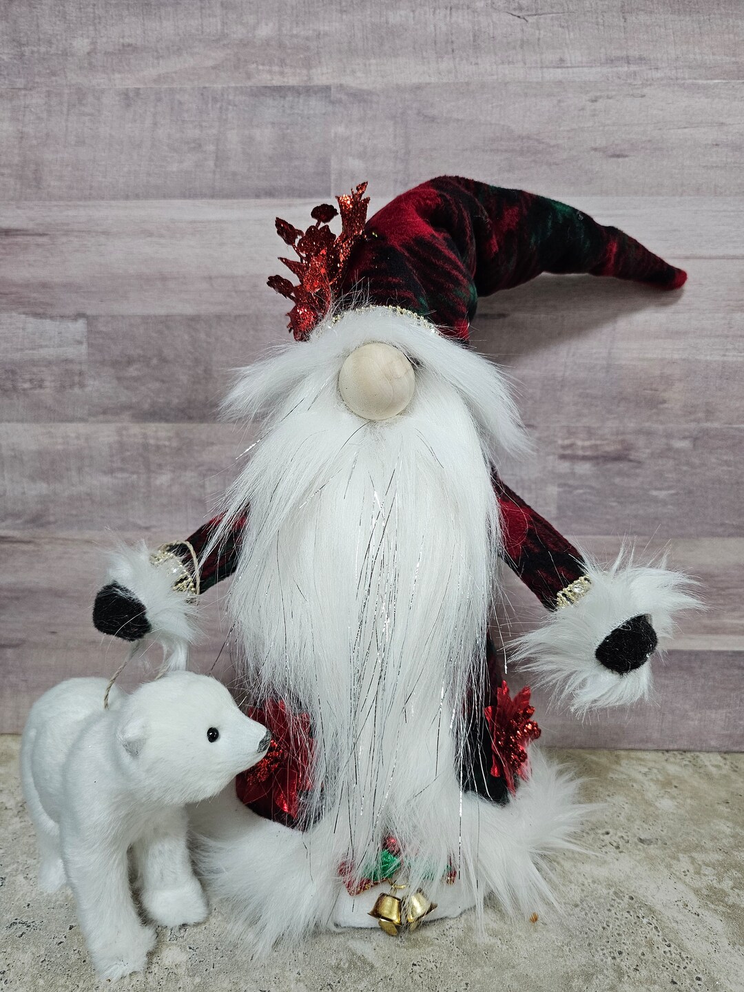 Christmas Gnome Tree Topper With Polar Bear Etsy